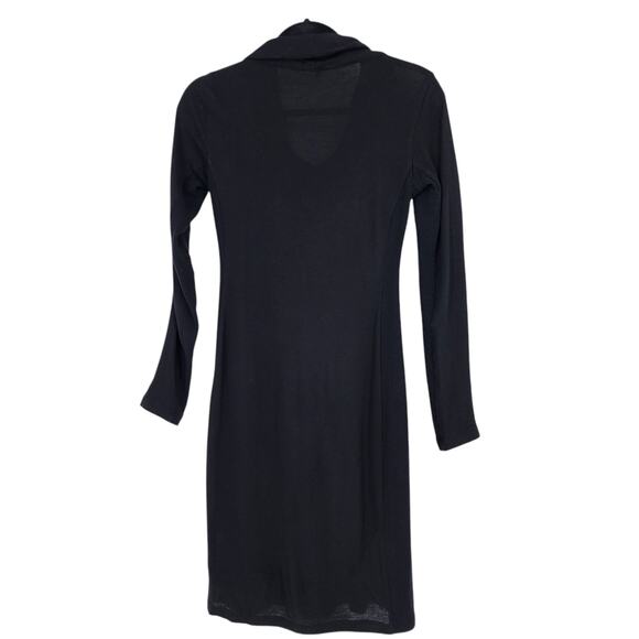 James Perse Black Cowl Neck Long Sleeve Soft Stretch Dress Size 1 Made In USA - Picture 5 of 5